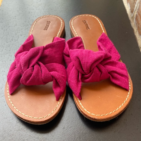 Soludos Fuchsia Cloth Knotted Slip On Slide Sandals Size 8 - Picture 6 of 9